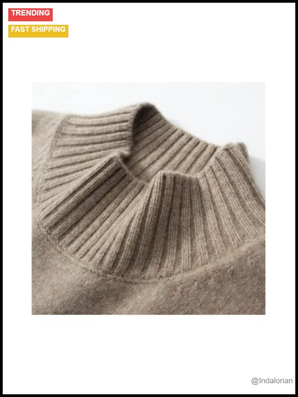Cashmere Wool Blend Turtleneck Long Sleeve Pullover Sweater - Picture 2 of 5